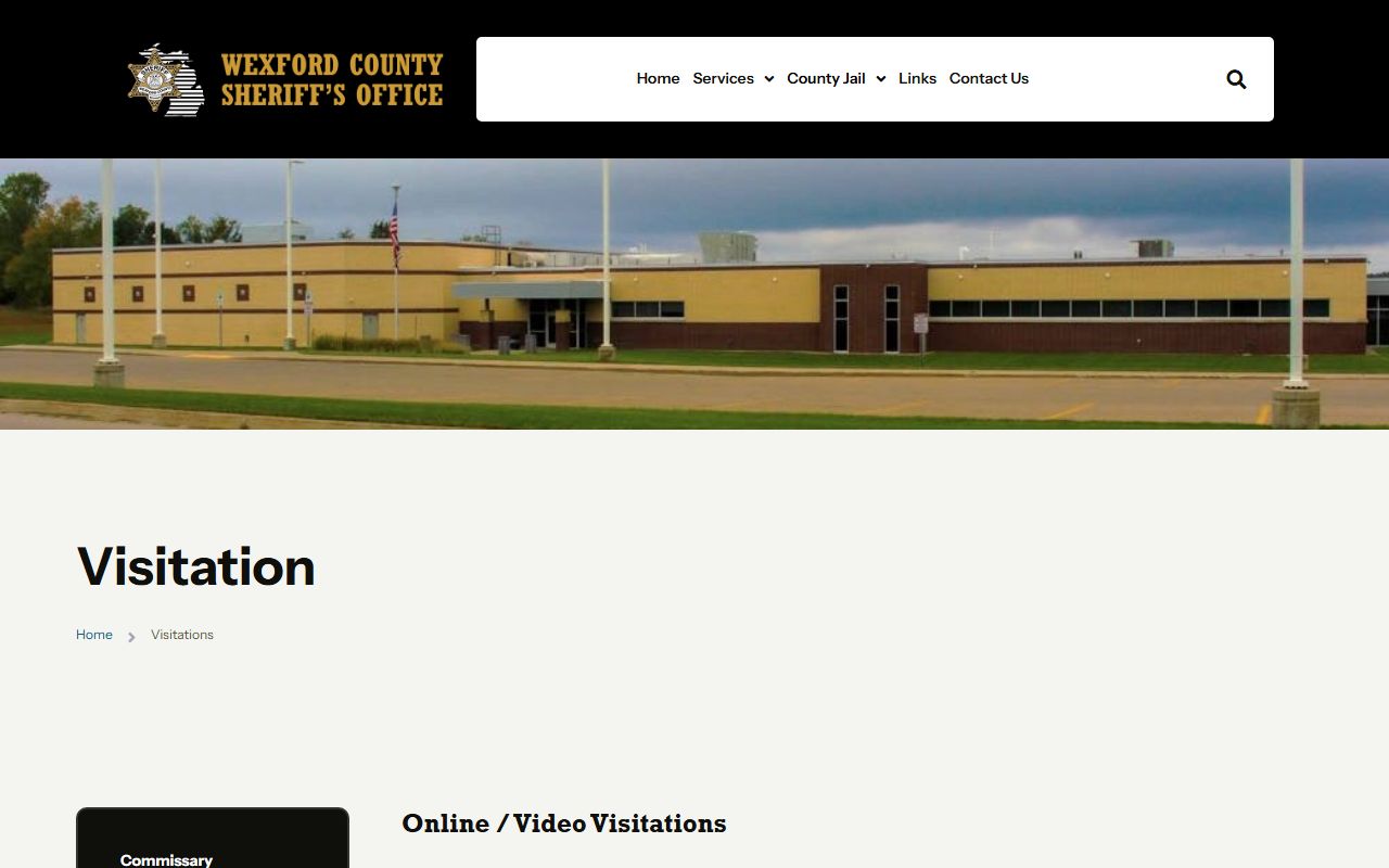 Wexford County Jail visitation schedule for inmate visits