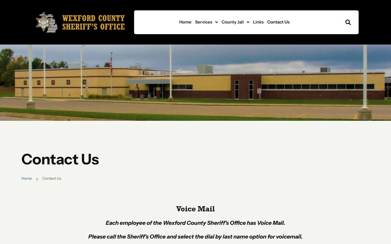 Wexford County Jail contact information for custody lookup