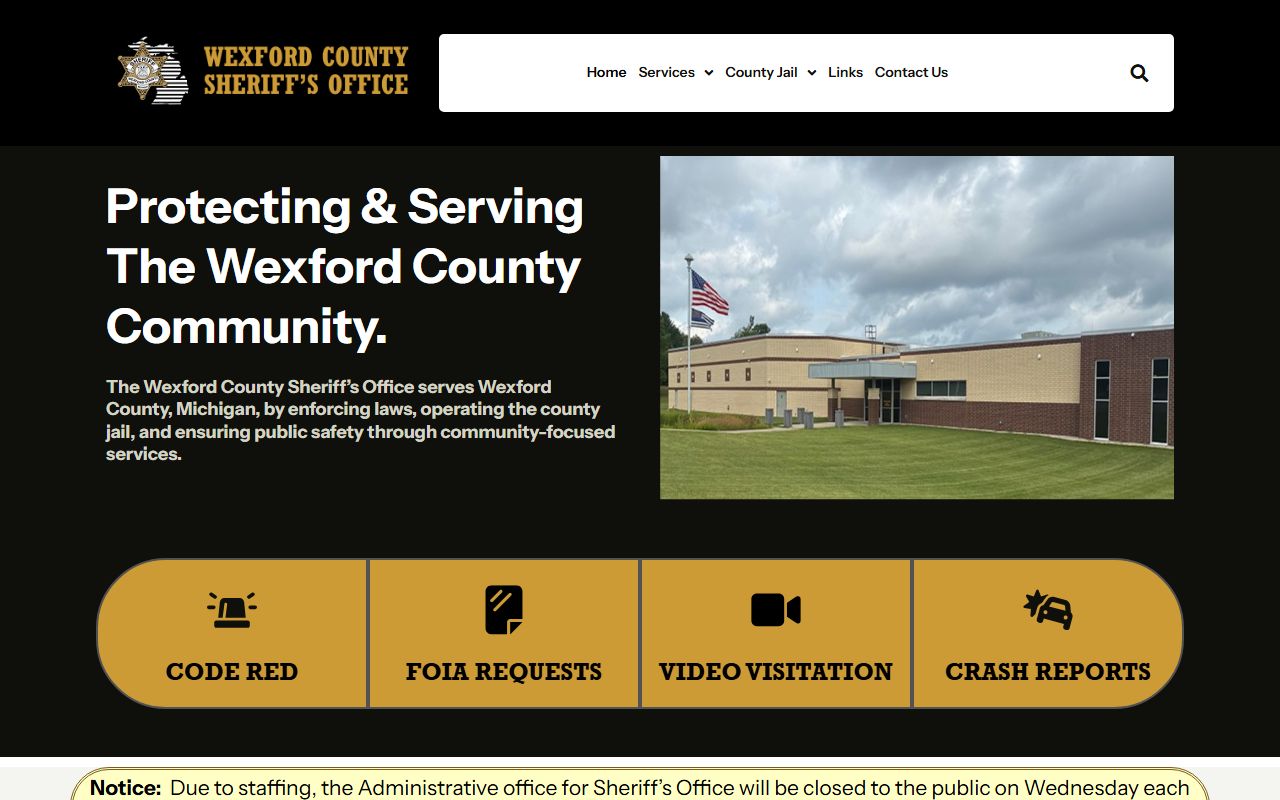 Wexford County Sheriff's Office inmate population and jail contact page